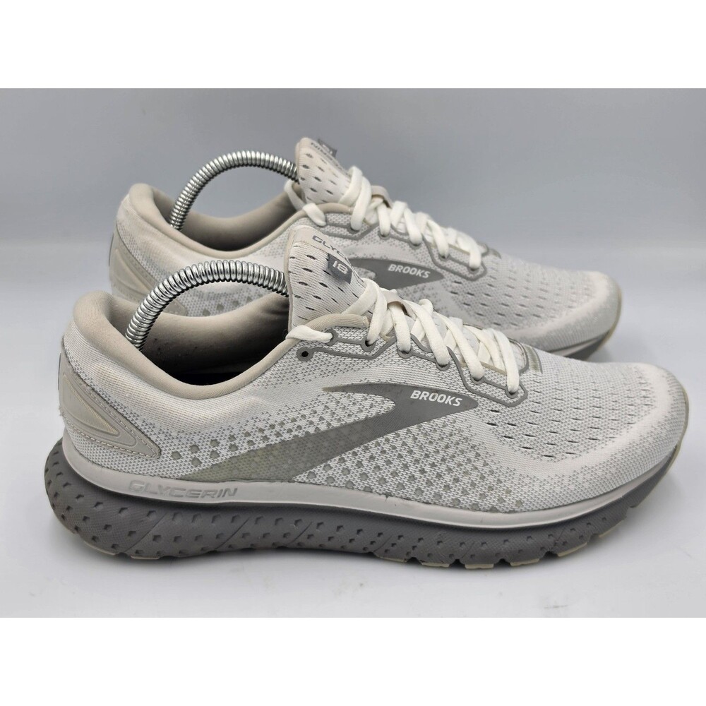 Brooks Glycerin 18 Light Gray Running Walking Shoes Sneakers Women's Size 10
